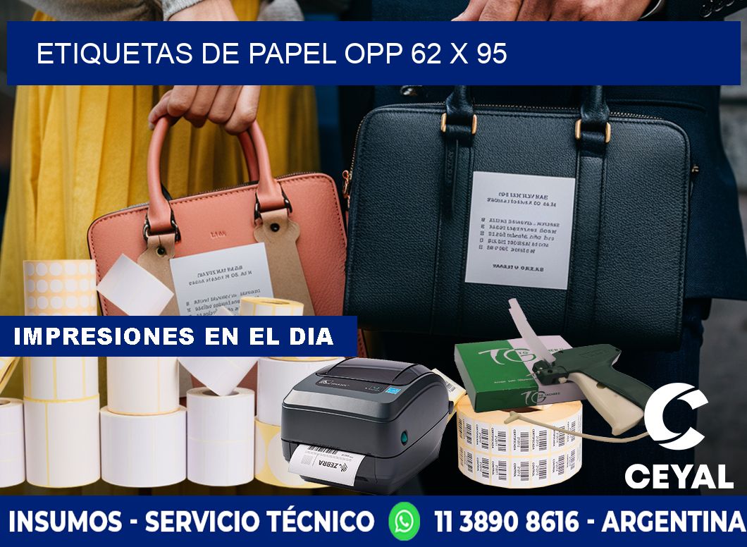 ETIQUETAS DE PAPEL OPP 62 x 95