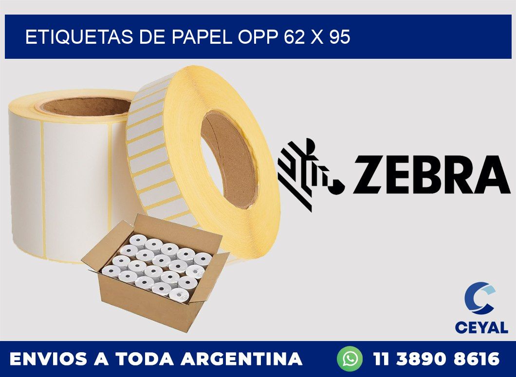 ETIQUETAS DE PAPEL OPP 62 x 95