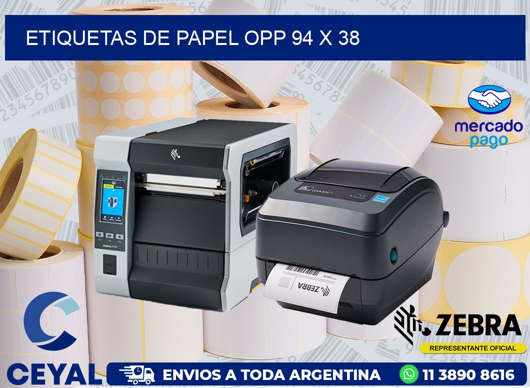 ETIQUETAS DE PAPEL OPP 94 x 38