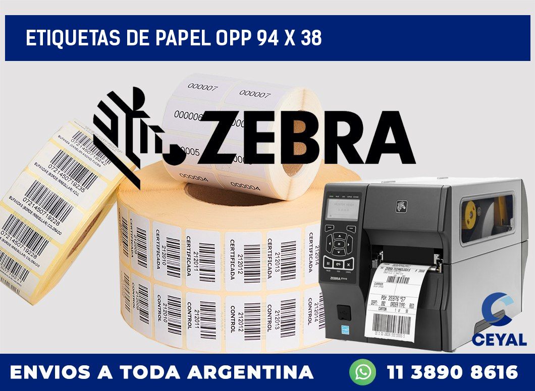 ETIQUETAS DE PAPEL OPP 94 x 38