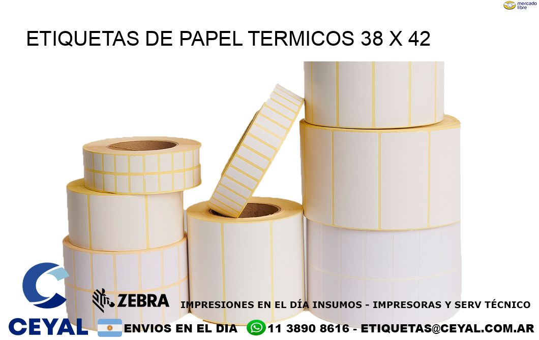 ETIQUETAS DE PAPEL TERMICOS 38 x 42