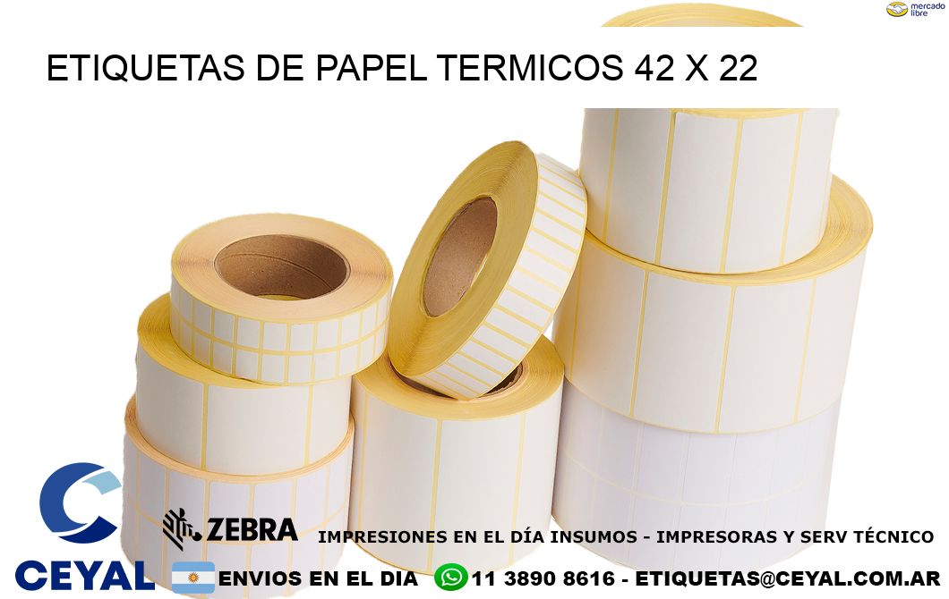 ETIQUETAS DE PAPEL TERMICOS 42 x 22