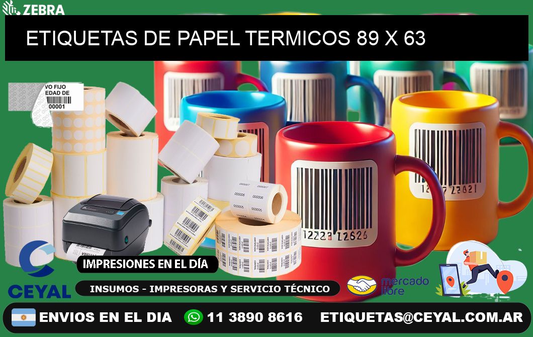 ETIQUETAS DE PAPEL TERMICOS 89 x 63