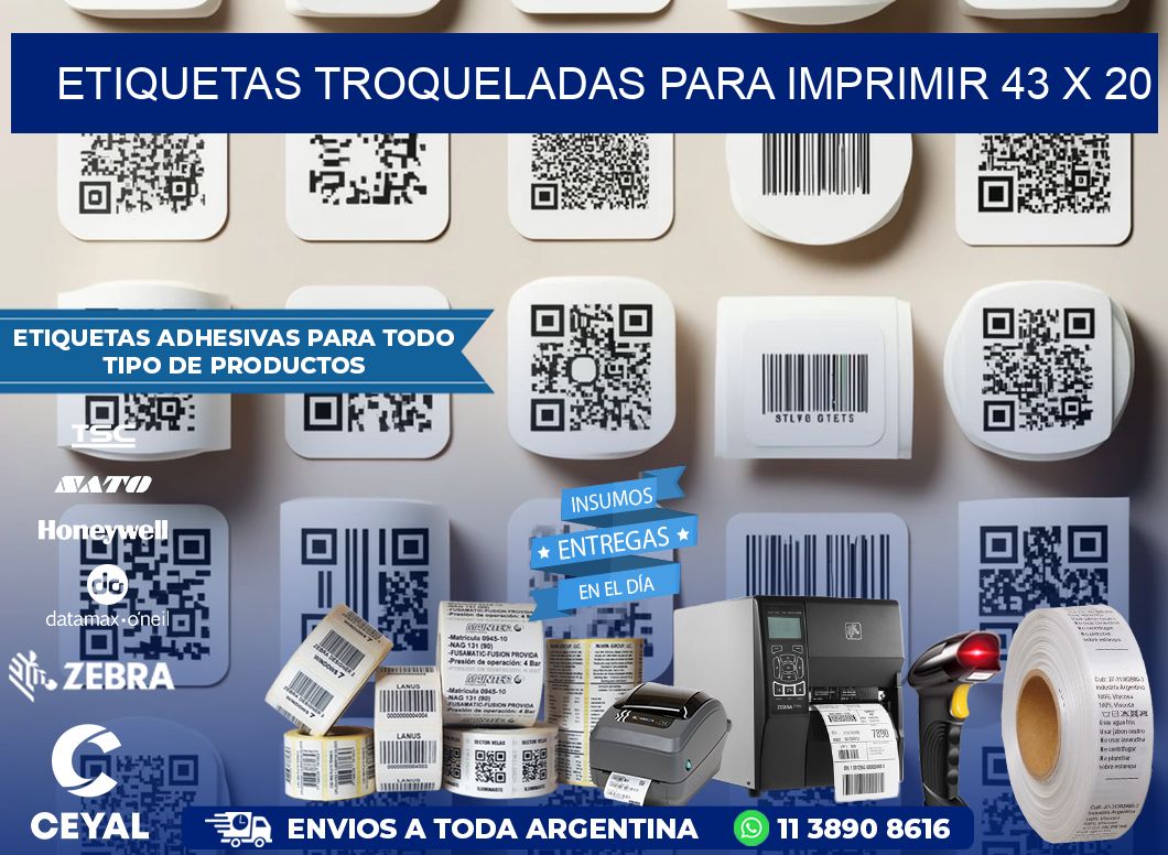 ETIQUETAS TROQUELADAS PARA IMPRIMIR 43 x 20