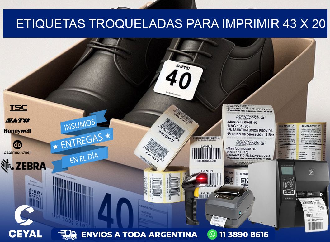 ETIQUETAS TROQUELADAS PARA IMPRIMIR 43 x 20