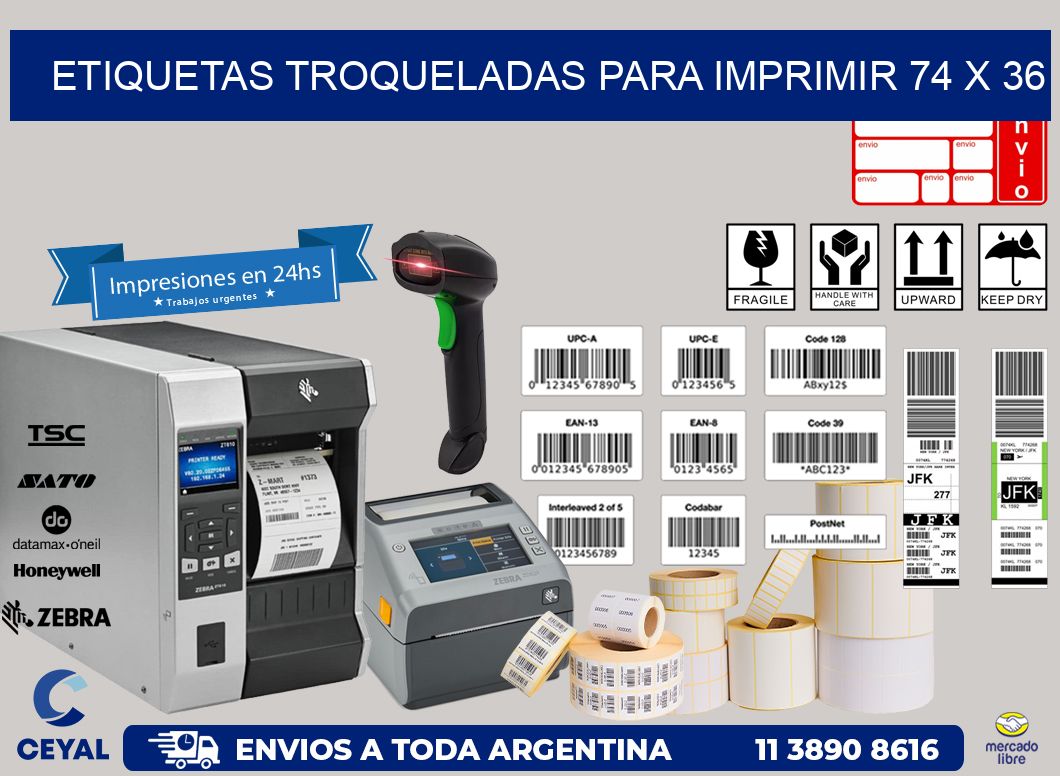 ETIQUETAS TROQUELADAS PARA IMPRIMIR 74 x 36