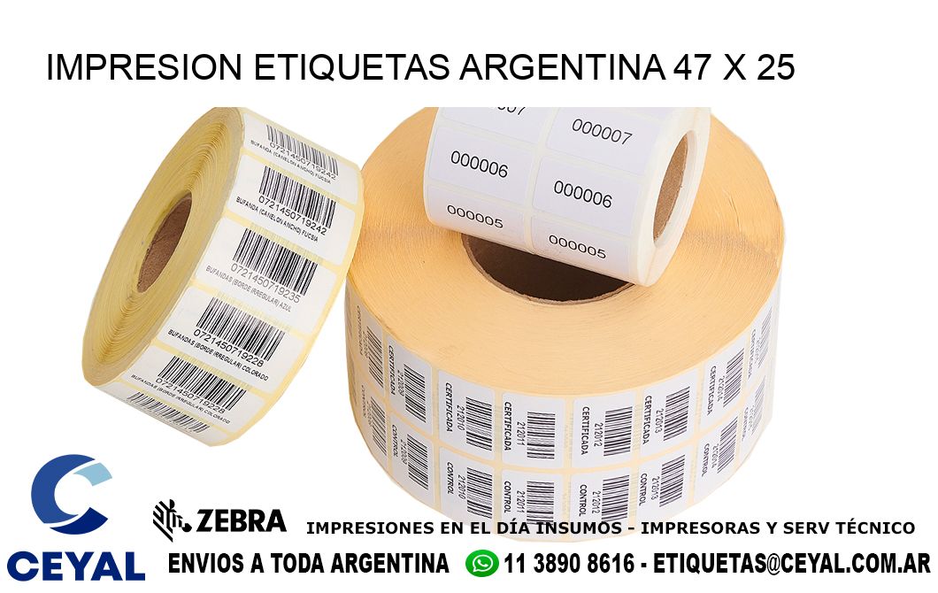 IMPRESION ETIQUETAS ARGENTINA 47 x 25