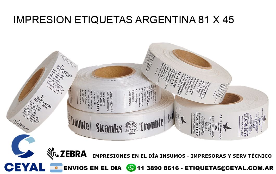 IMPRESION ETIQUETAS ARGENTINA 81 x 45