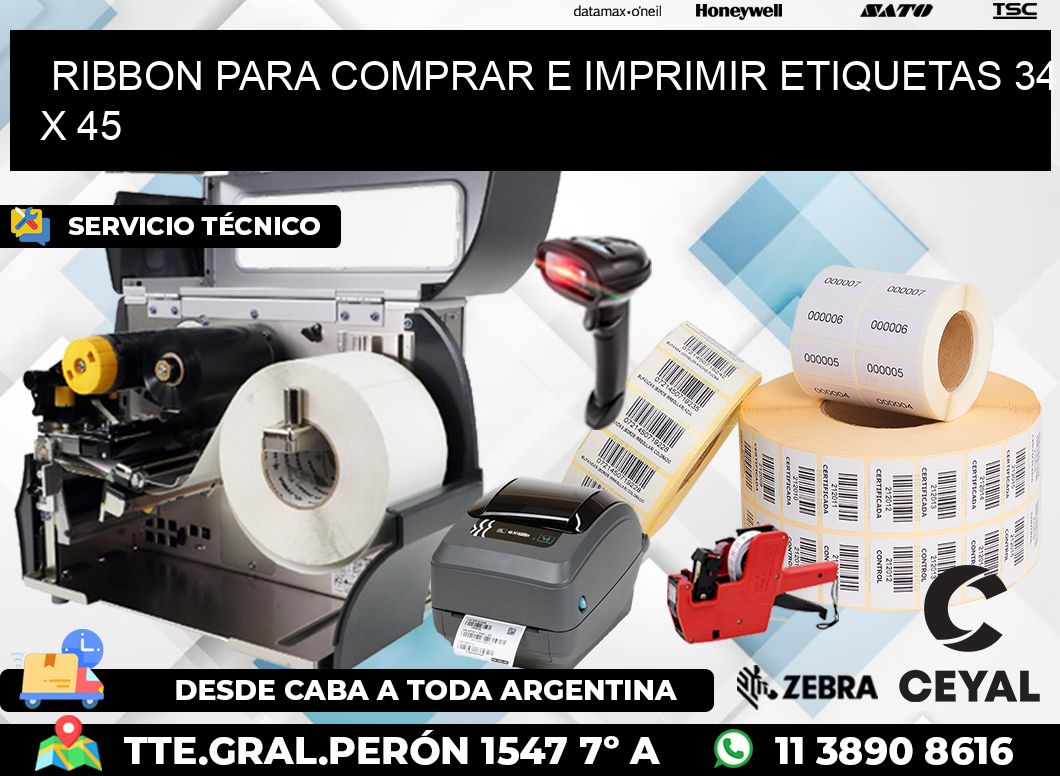 RIBBON PARA COMPRAR E IMPRIMIR ETIQUETAS 34 x 45