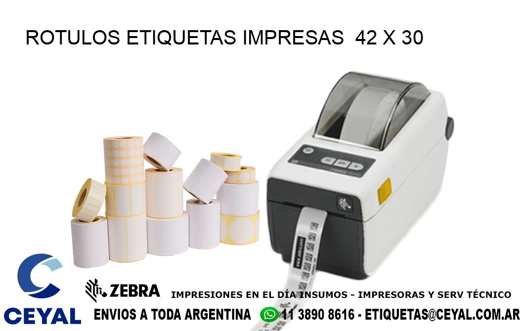 ROTULOS ETIQUETAS IMPRESAS  42 x 30