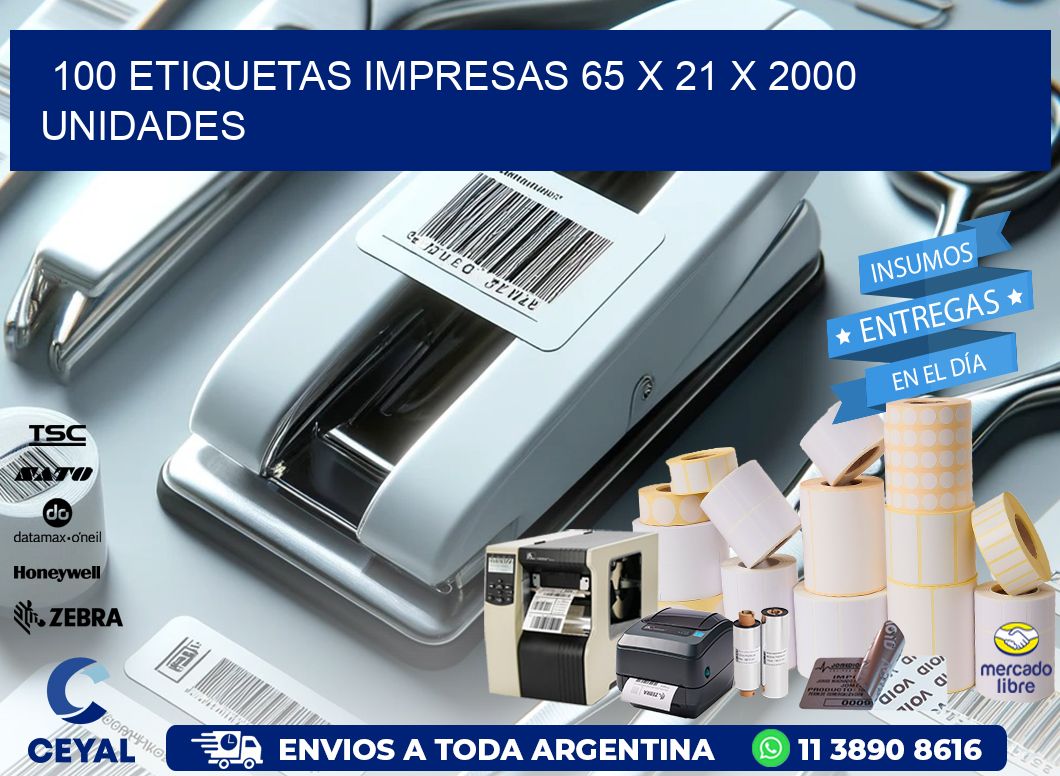 100 ETIQUETAS IMPRESAS 65 x 21 X 2000 UNIDADES