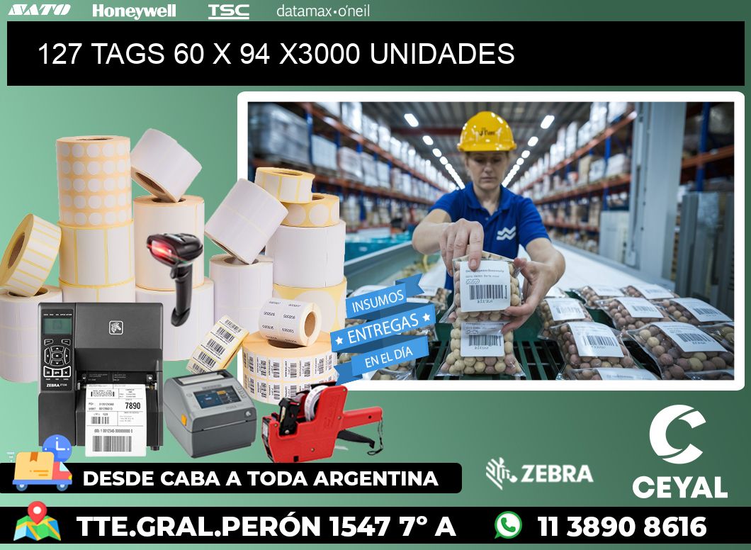 127 TAGS 60 x 94 X3000 UNIDADES