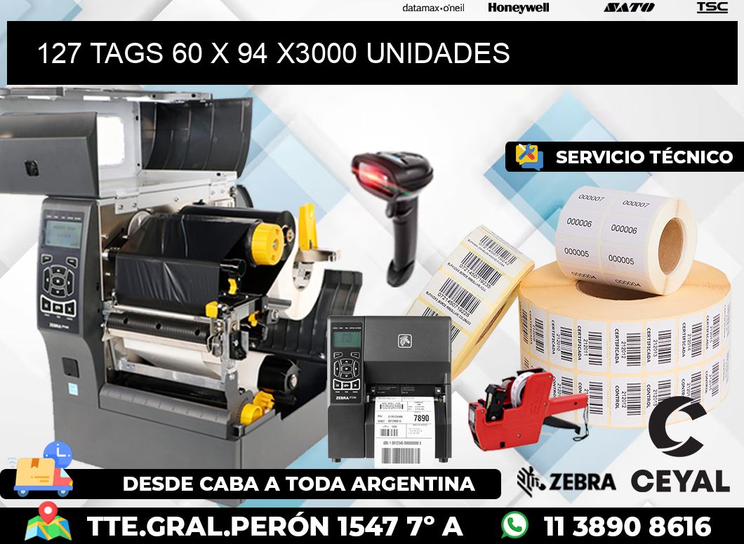 127 TAGS 60 x 94 X3000 UNIDADES