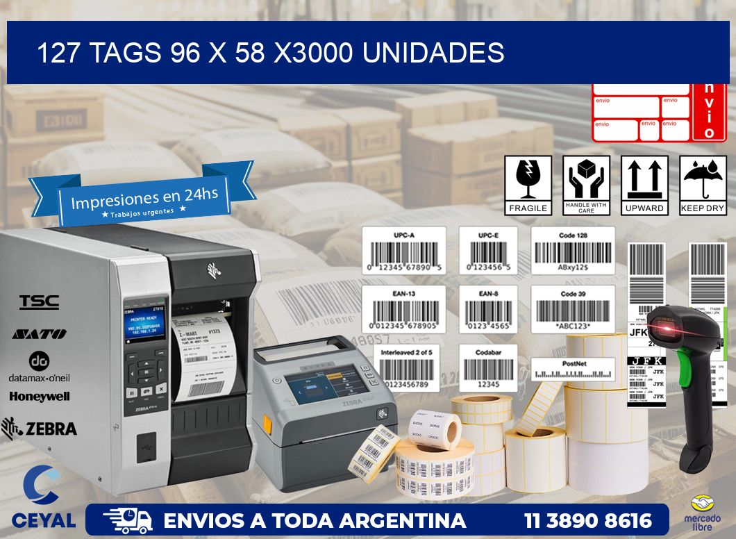 127 TAGS 96 x 58 X3000 UNIDADES