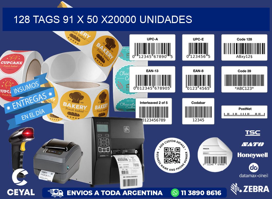 128 TAGS 91 x 50 X20000 UNIDADES