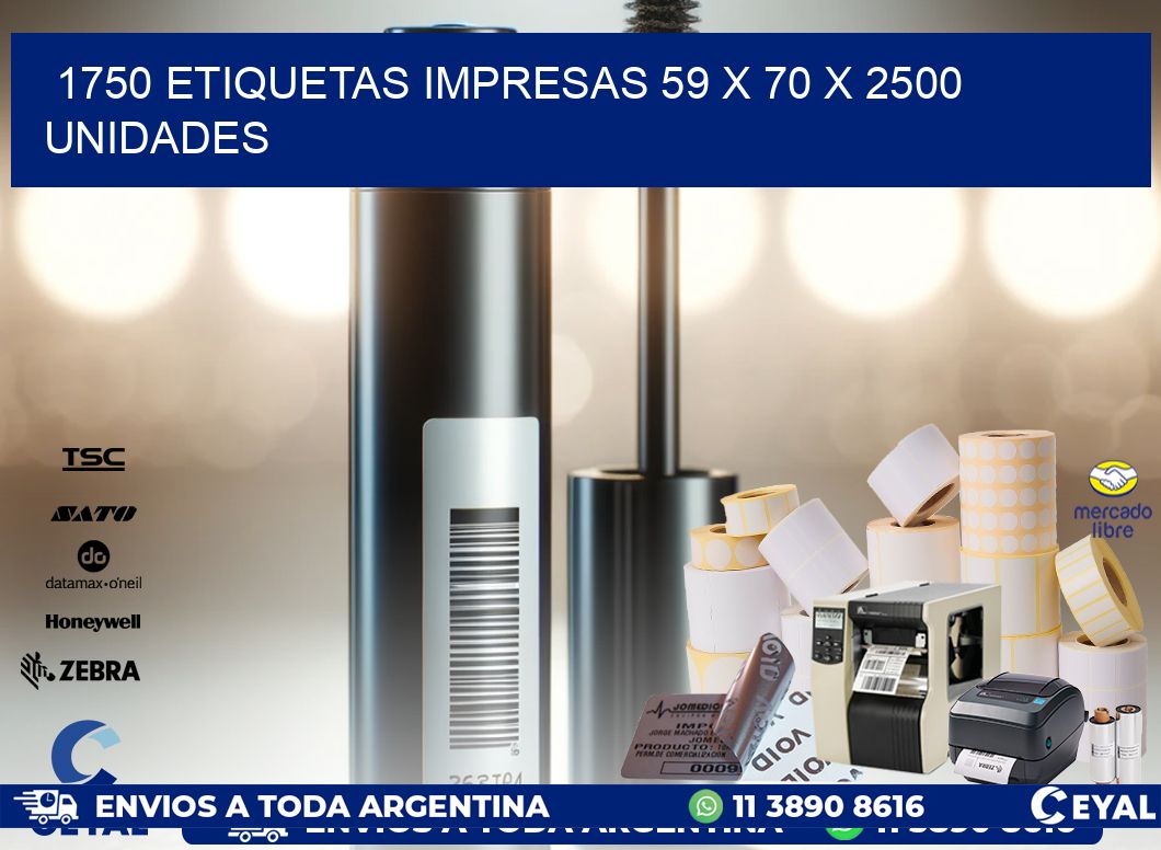 1750 ETIQUETAS IMPRESAS 59 x 70 X 2500 UNIDADES