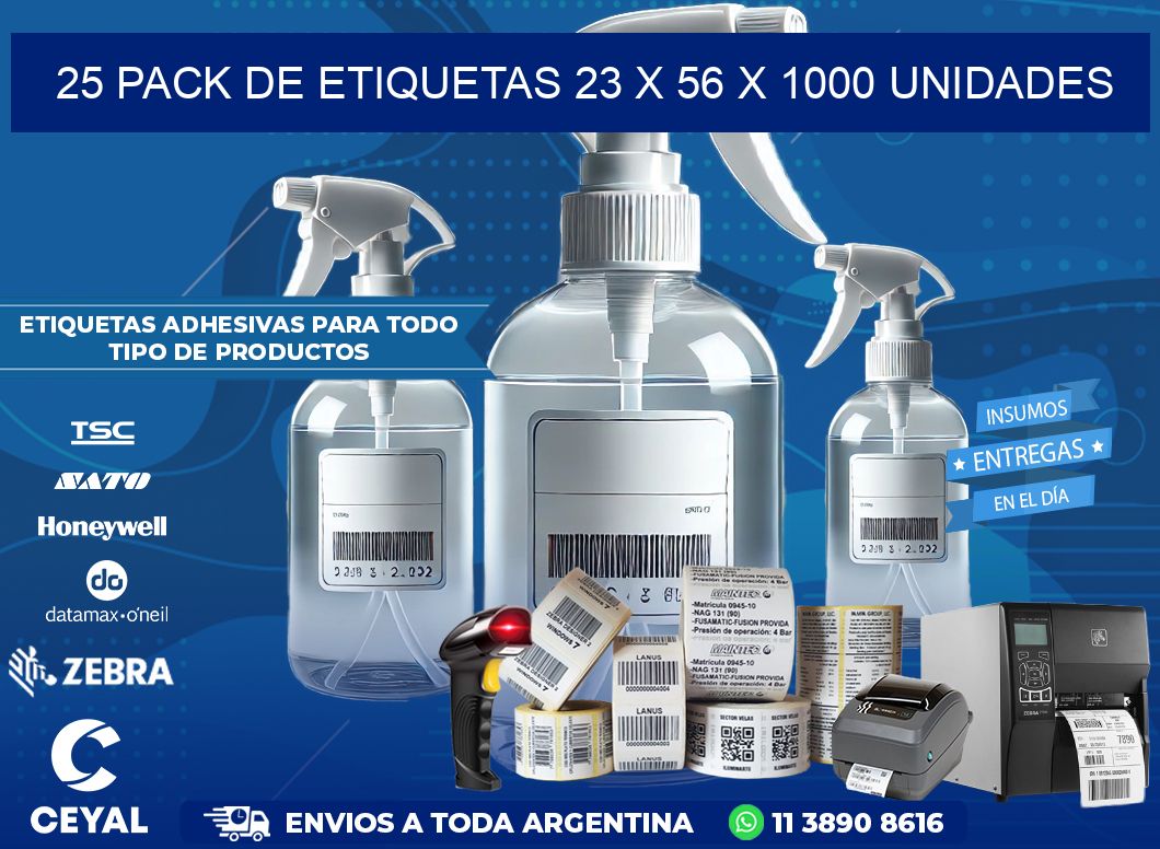 25 PACK DE ETIQUETAS 23 x 56 X 1000 UNIDADES