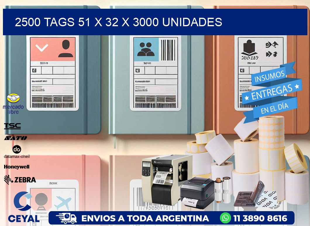 2500 TAGS 51 x 32 X 3000 UNIDADES