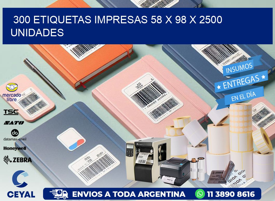 300 ETIQUETAS IMPRESAS 58 x 98 X 2500 UNIDADES