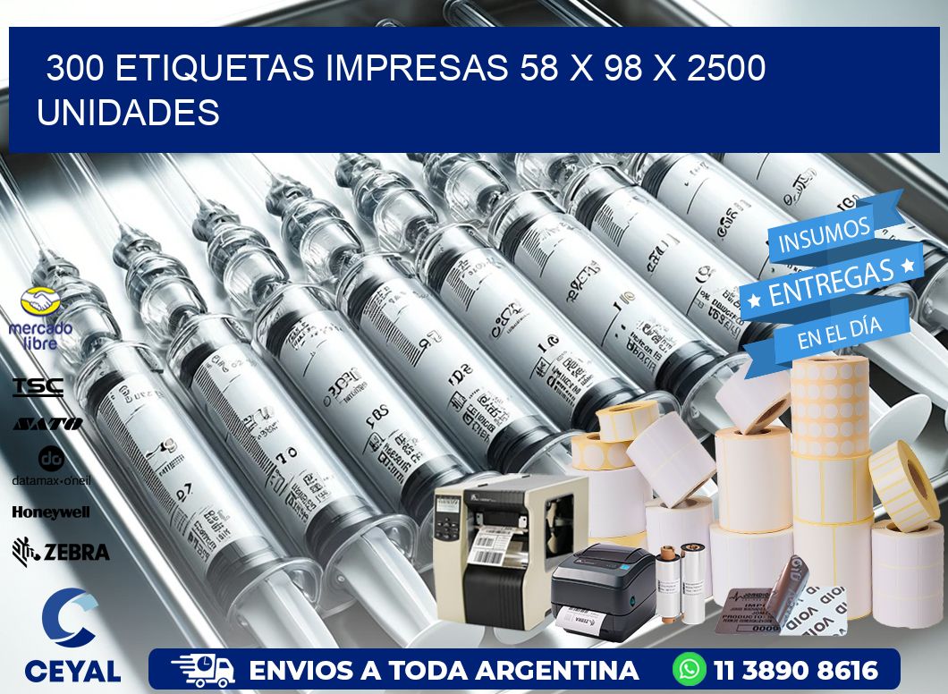 300 ETIQUETAS IMPRESAS 58 x 98 X 2500 UNIDADES