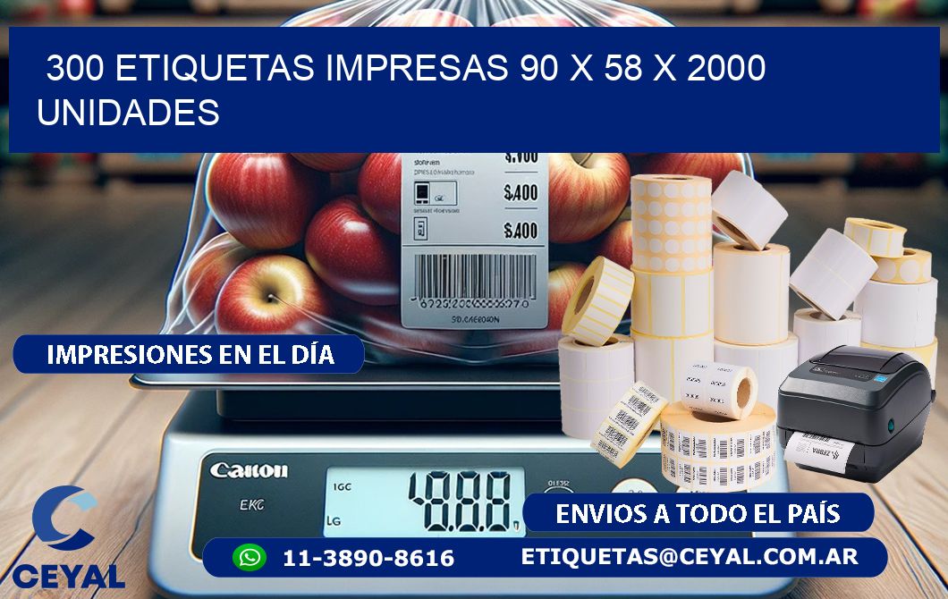 300 ETIQUETAS IMPRESAS 90 x 58 X 2000 UNIDADES