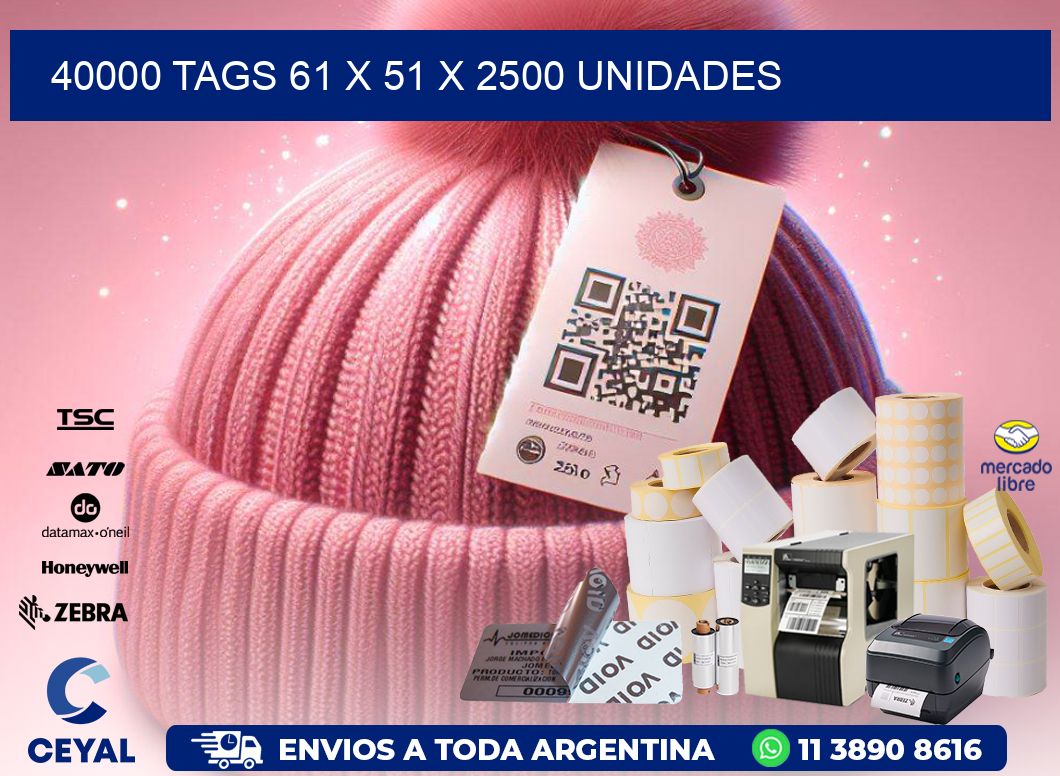 40000 TAGS 61 x 51 X 2500 UNIDADES