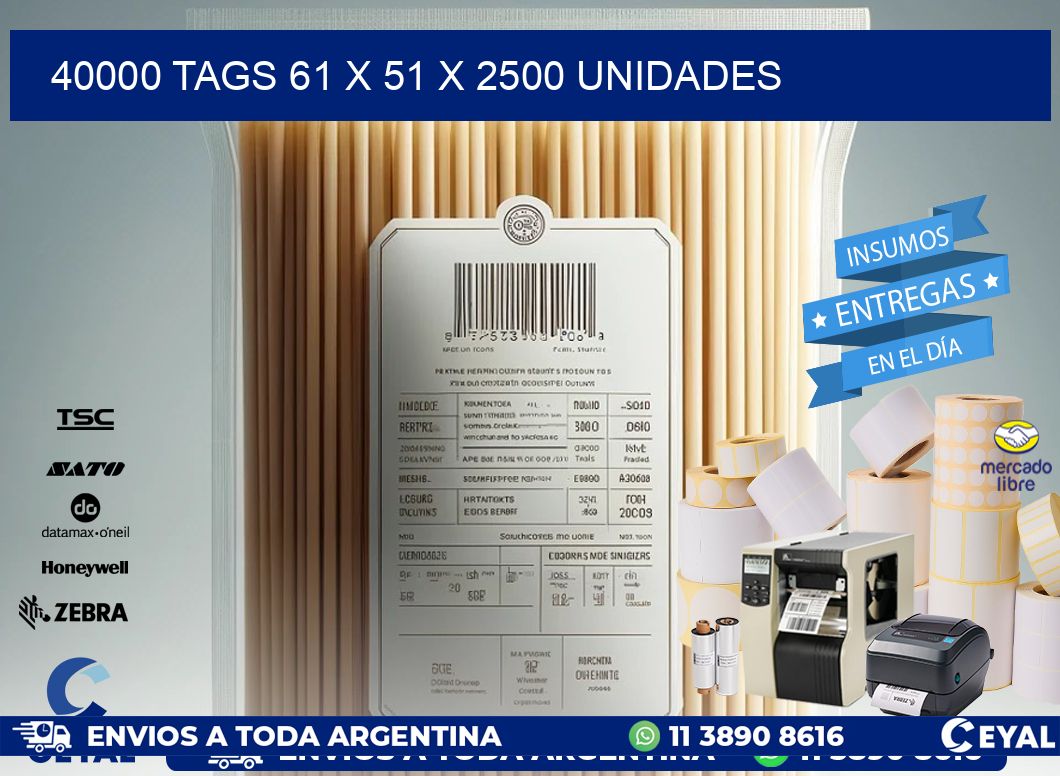 40000 TAGS 61 x 51 X 2500 UNIDADES