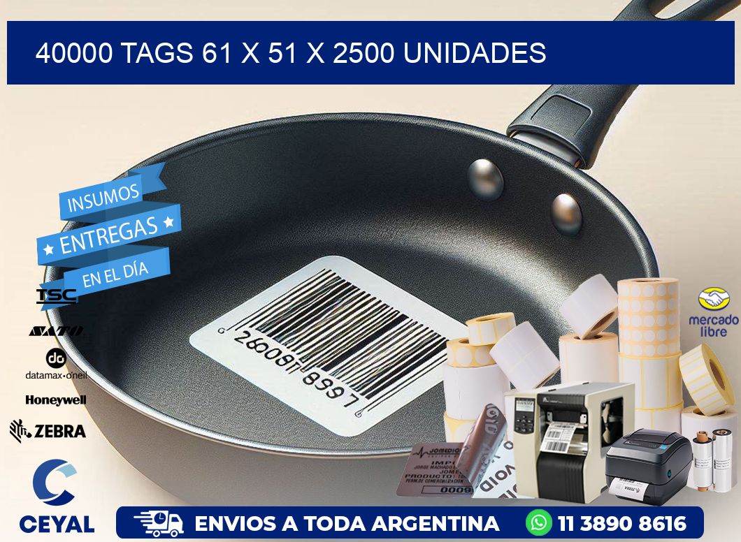 40000 TAGS 61 x 51 X 2500 UNIDADES