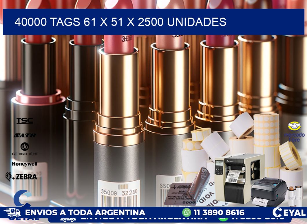 40000 TAGS 61 x 51 X 2500 UNIDADES