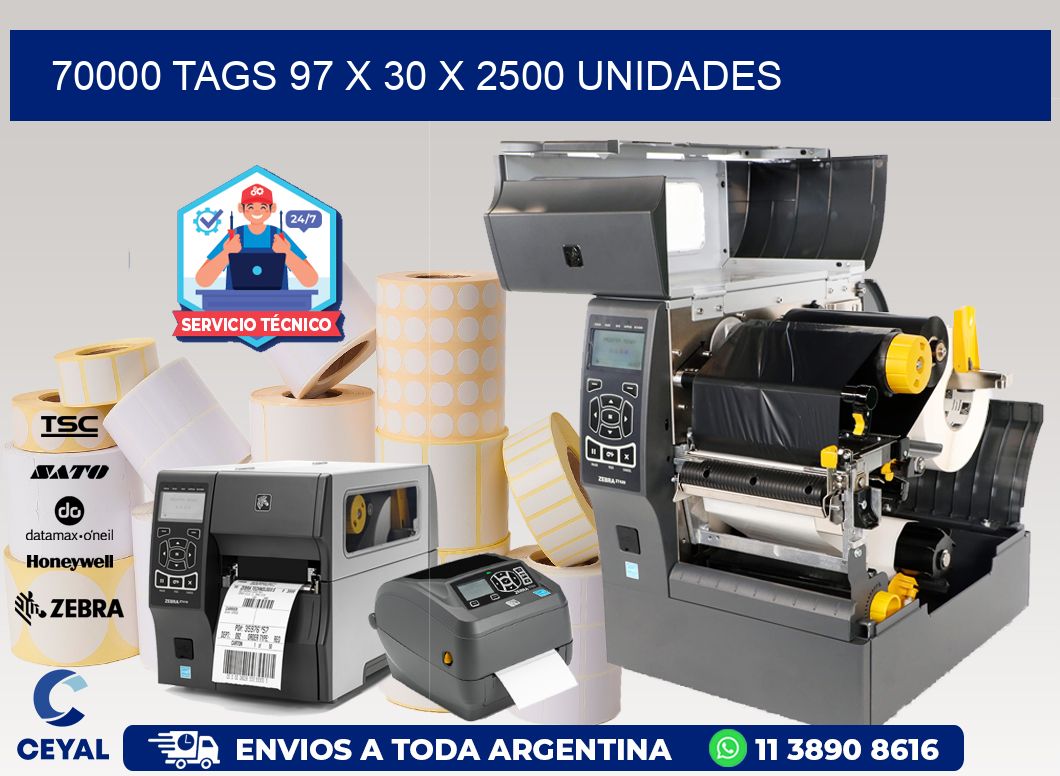 70000 TAGS 97 x 30 X 2500 UNIDADES