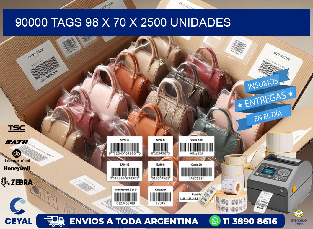 90000 TAGS 98 x 70 X 2500 UNIDADES