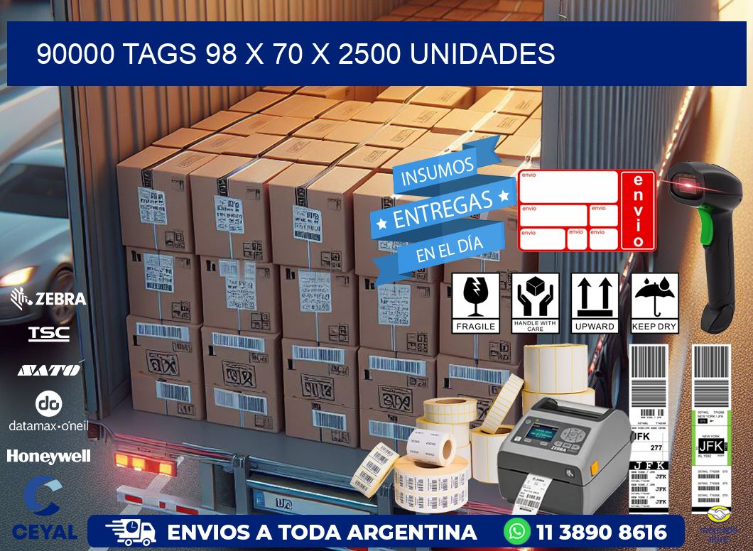 90000 TAGS 98 x 70 X 2500 UNIDADES