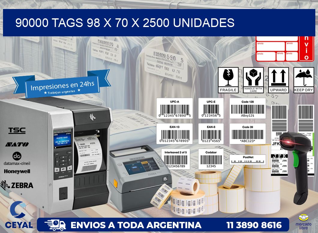 90000 TAGS 98 x 70 X 2500 UNIDADES