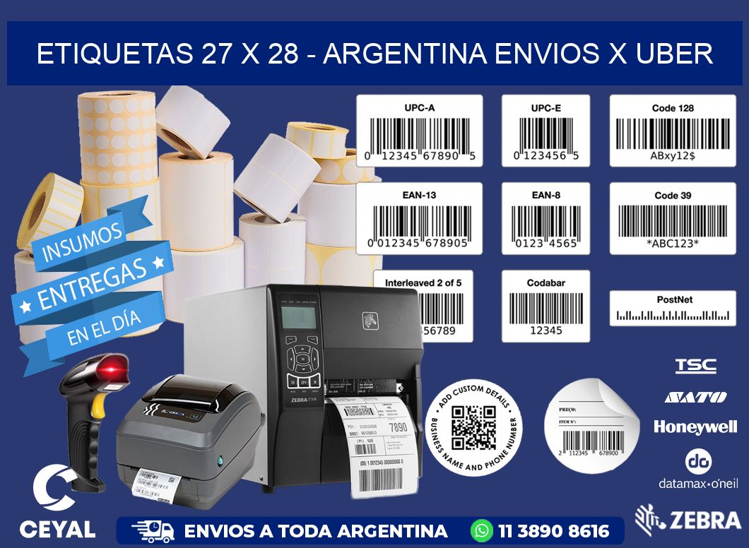 ETIQUETAS 27 x 28 - ARGENTINA ENVIOS X UBER