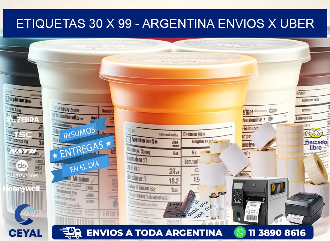 ETIQUETAS 30 x 99 - ARGENTINA ENVIOS X UBER