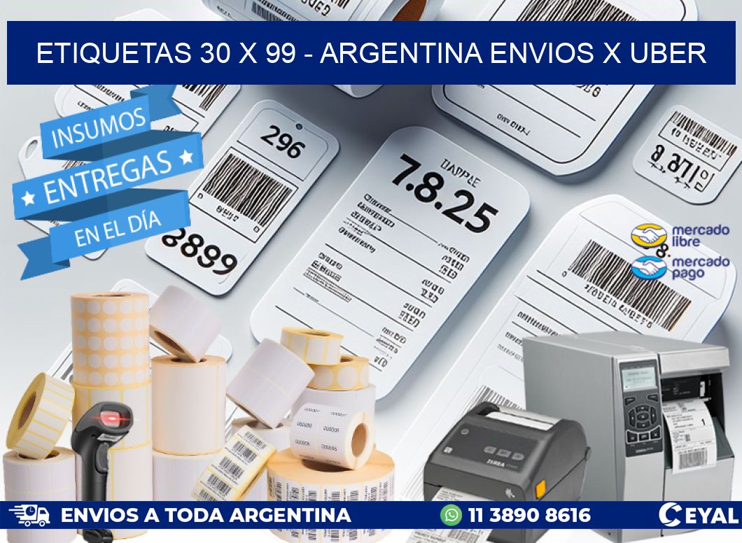 ETIQUETAS 30 x 99 - ARGENTINA ENVIOS X UBER