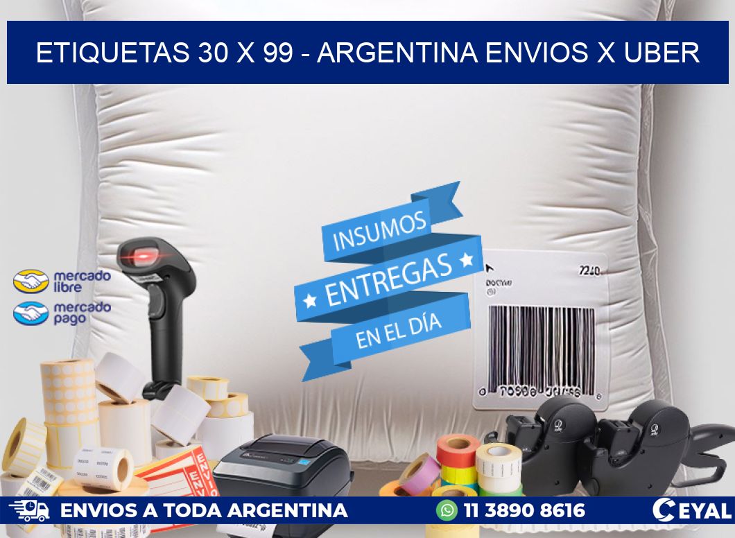 ETIQUETAS 30 x 99 - ARGENTINA ENVIOS X UBER