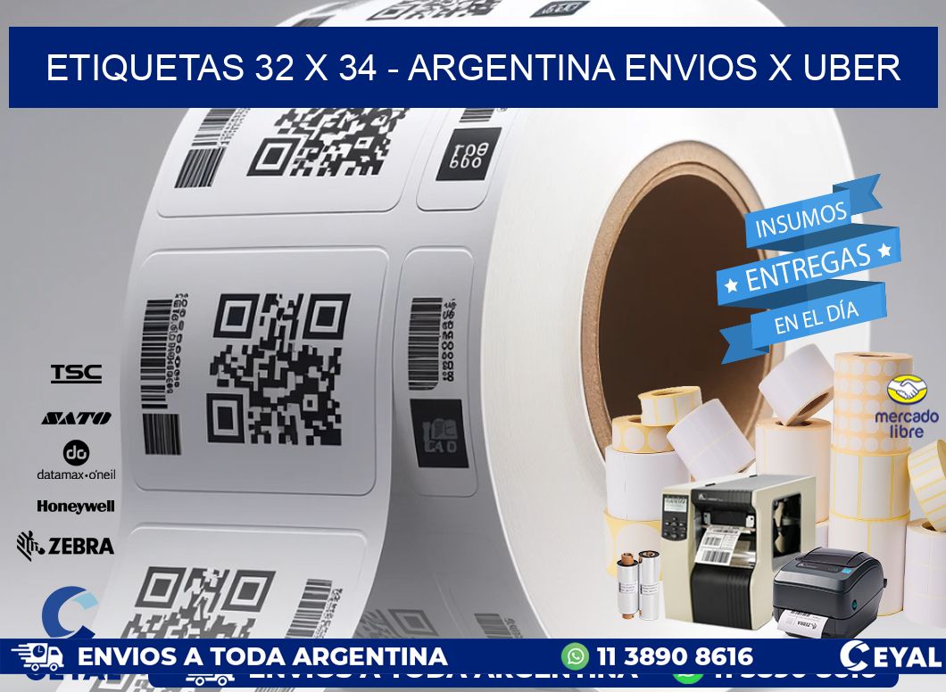 ETIQUETAS 32 x 34 - ARGENTINA ENVIOS X UBER