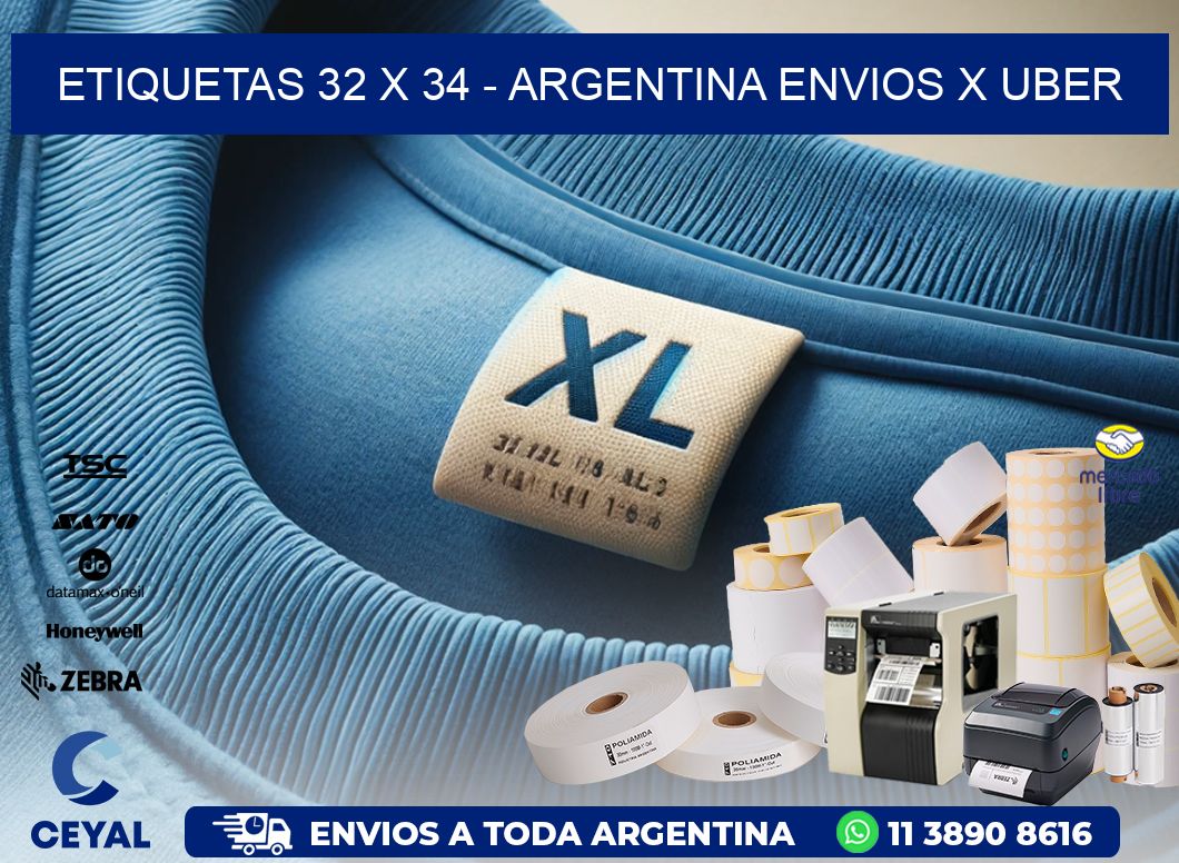 ETIQUETAS 32 x 34 - ARGENTINA ENVIOS X UBER