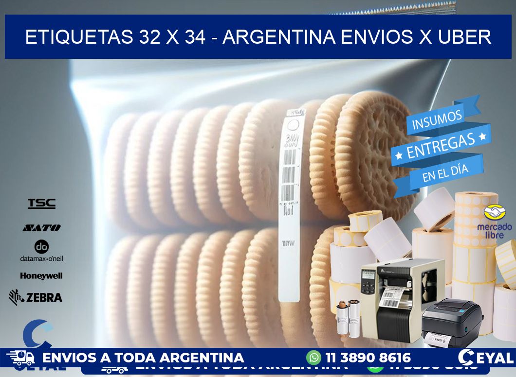 ETIQUETAS 32 x 34 - ARGENTINA ENVIOS X UBER