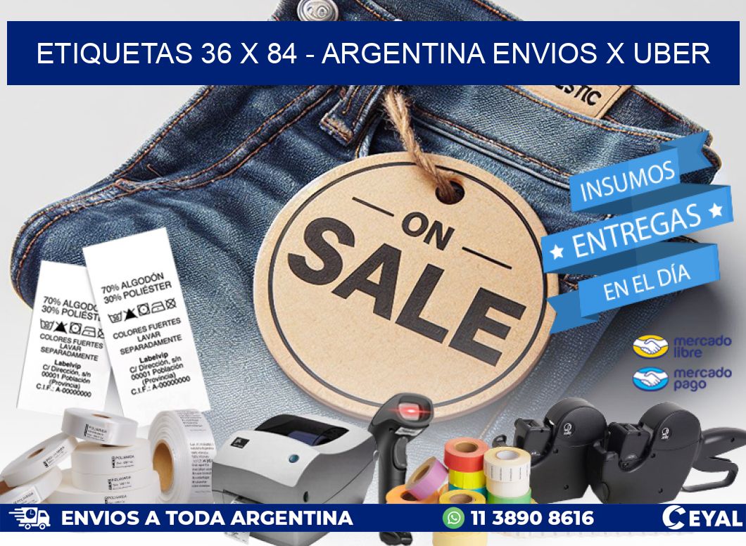 ETIQUETAS 36 x 84 - ARGENTINA ENVIOS X UBER