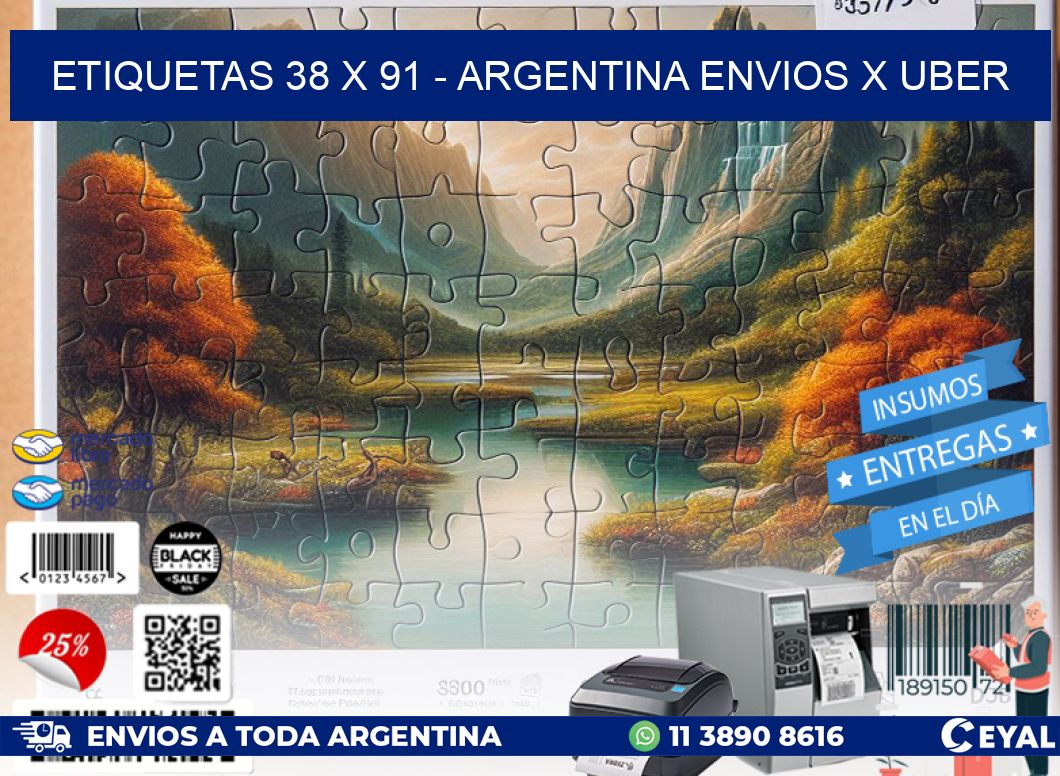 ETIQUETAS 38 x 91 - ARGENTINA ENVIOS X UBER