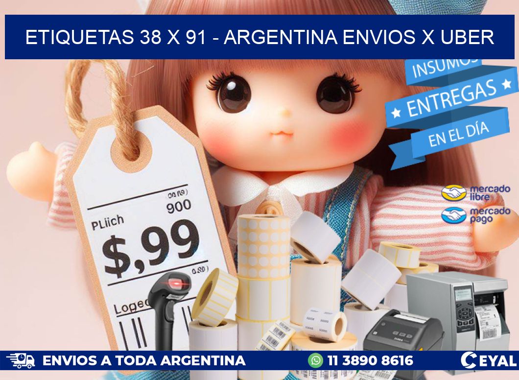 ETIQUETAS 38 x 91 - ARGENTINA ENVIOS X UBER