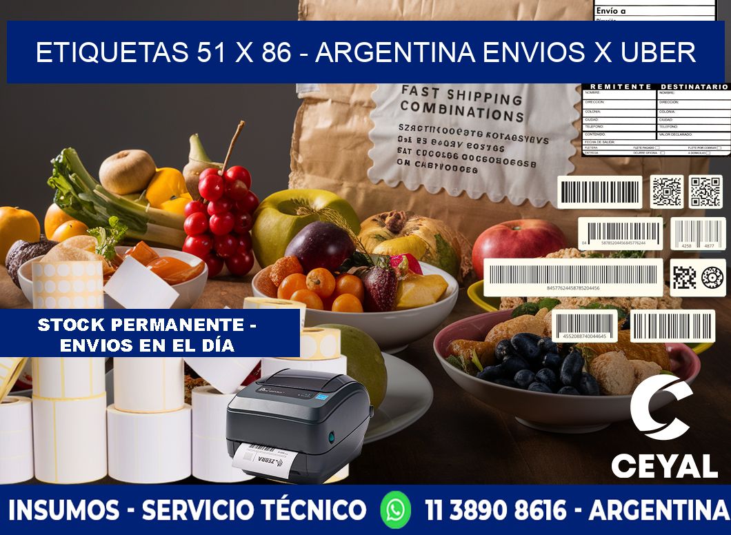 ETIQUETAS 51 x 86 - ARGENTINA ENVIOS X UBER