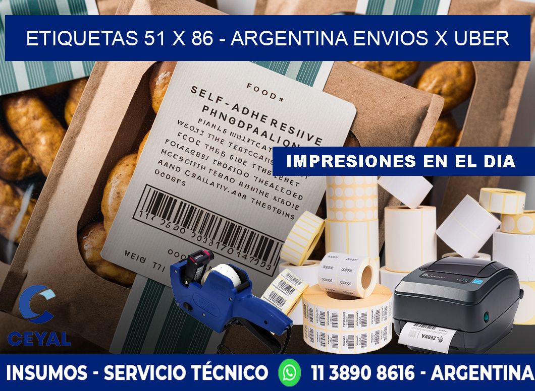 ETIQUETAS 51 x 86 - ARGENTINA ENVIOS X UBER