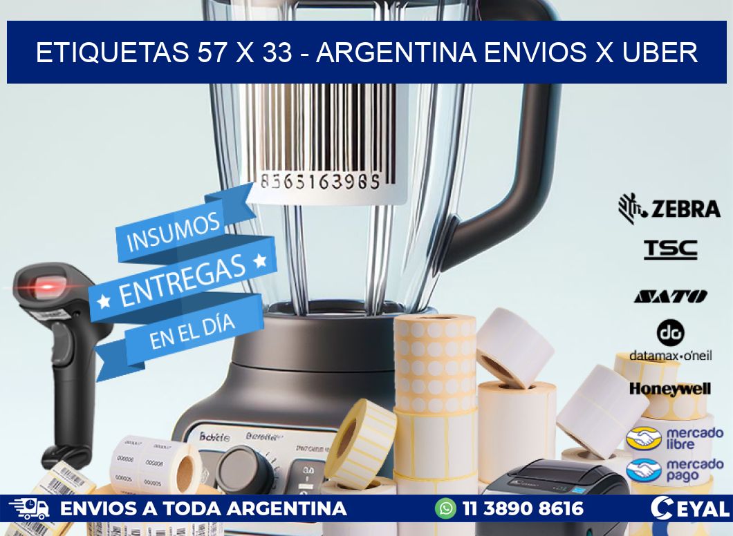 ETIQUETAS 57 x 33 - ARGENTINA ENVIOS X UBER