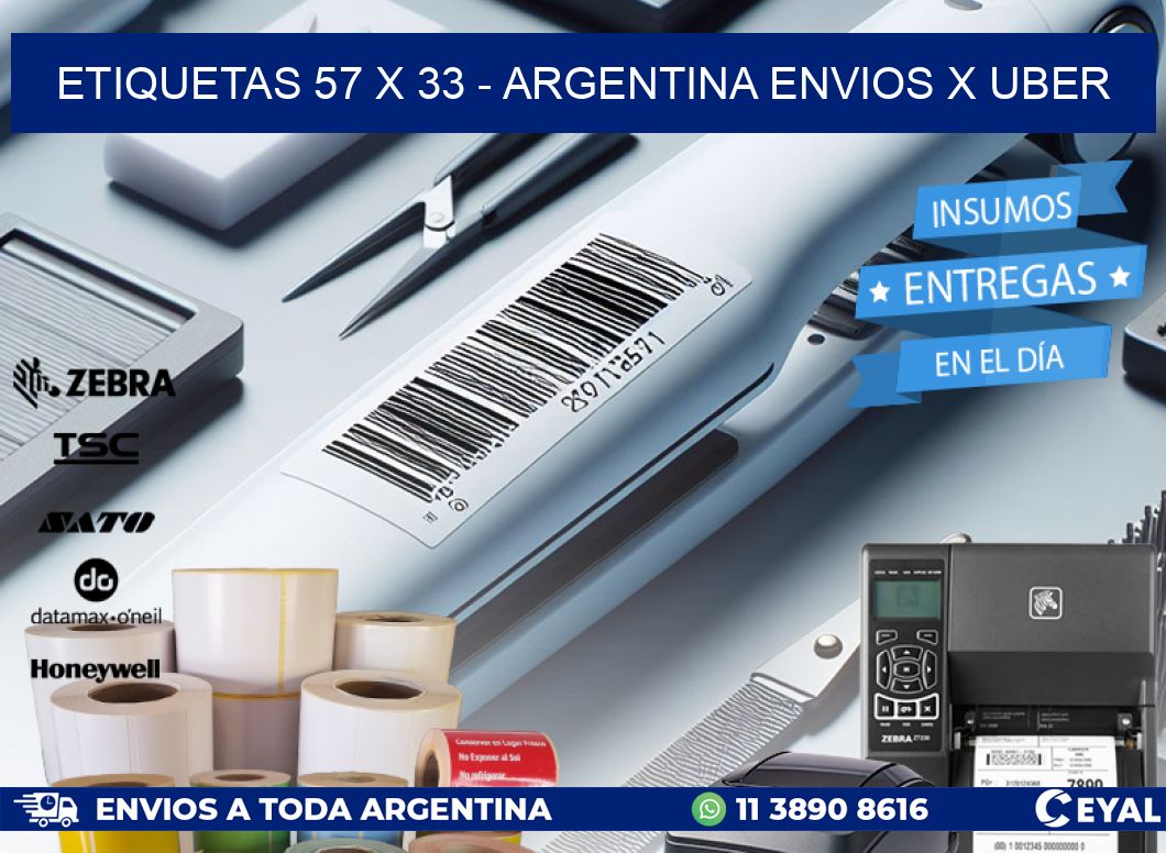 ETIQUETAS 57 x 33 - ARGENTINA ENVIOS X UBER