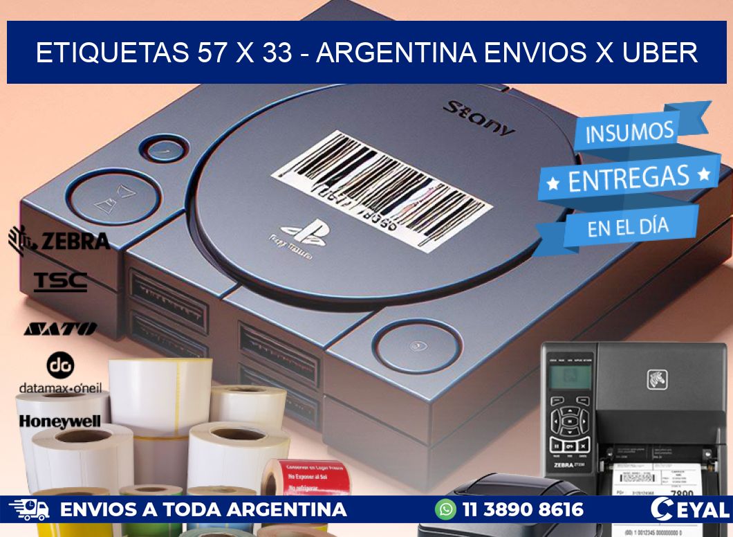 ETIQUETAS 57 x 33 - ARGENTINA ENVIOS X UBER