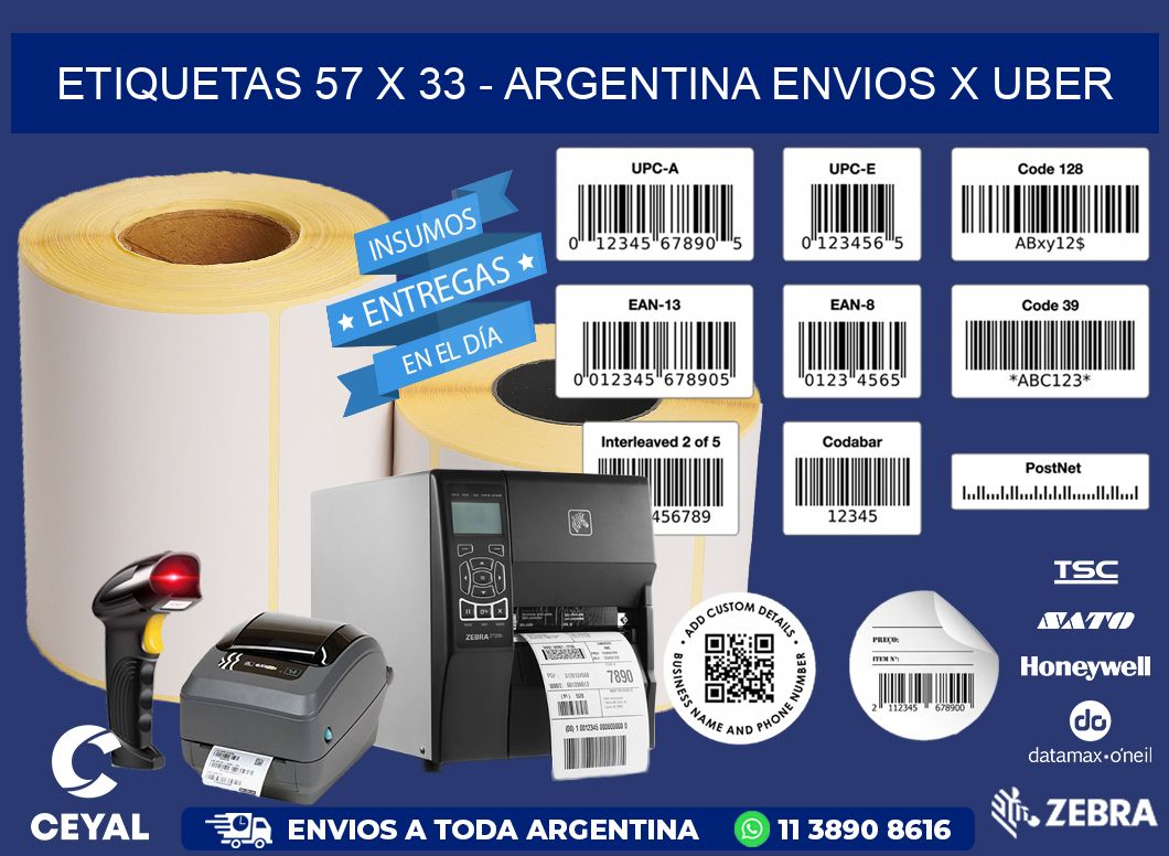 ETIQUETAS 57 x 33 - ARGENTINA ENVIOS X UBER