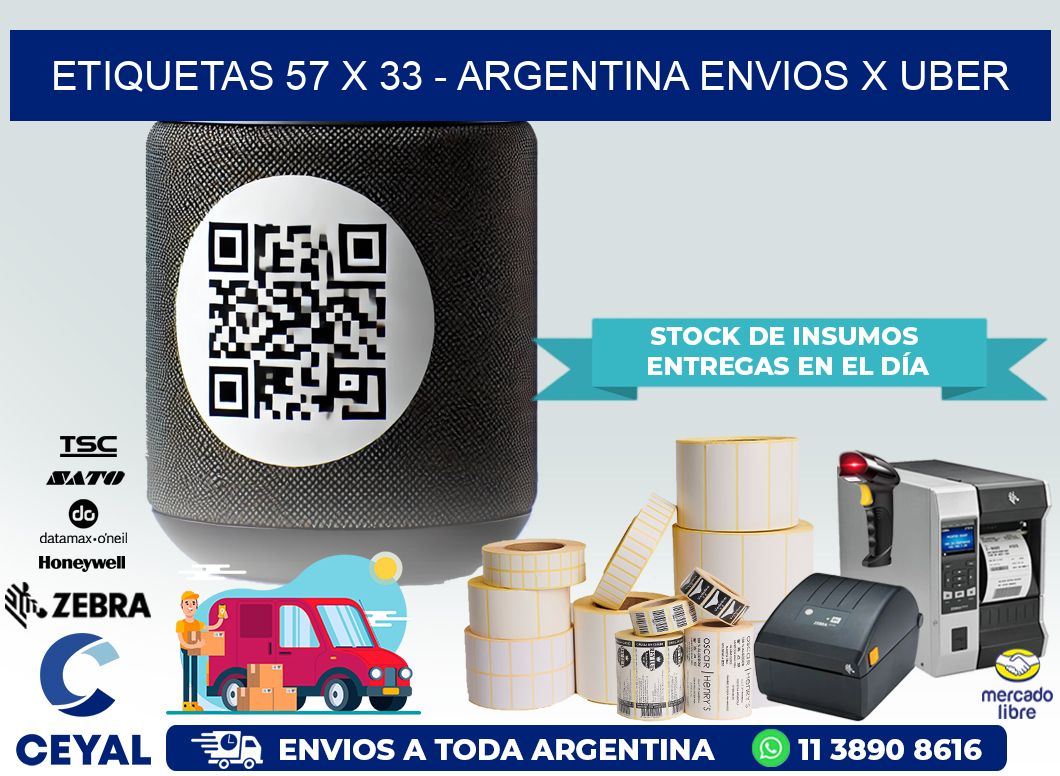 ETIQUETAS 57 x 33 – ARGENTINA ENVIOS X UBER